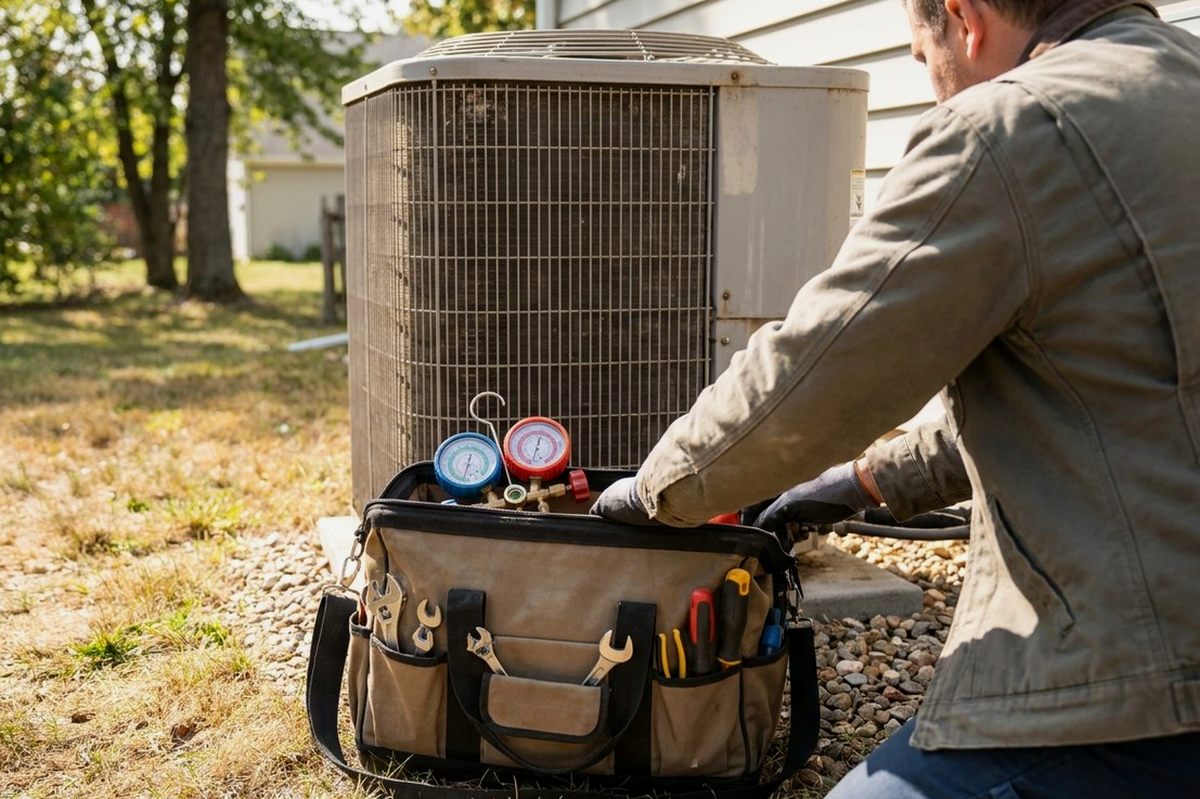 HVAC technician at work