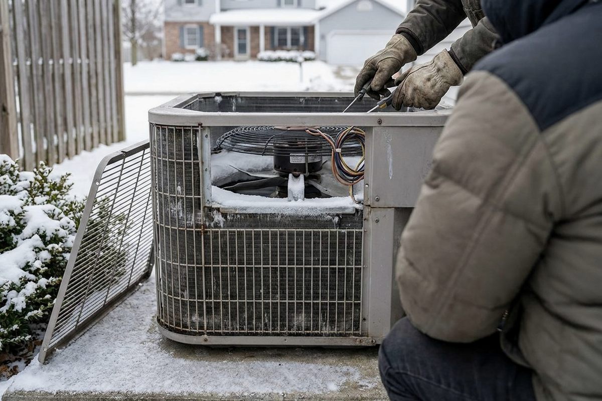 Heat Pump Repair technician at work