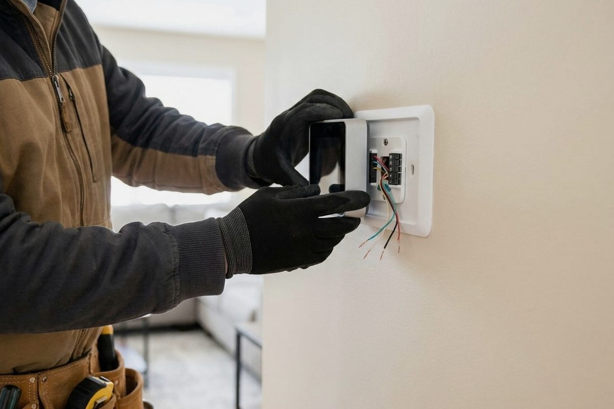 Thermostat Installation technician at work